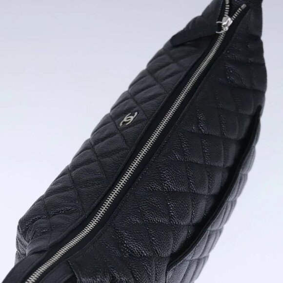 CHANEL Matelasse Hand Bag Grained Calf Skin Black CC Auth - Picture 12 of 16